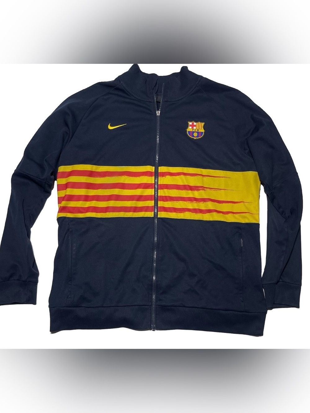 Nike FC Barcelona Vintage Drill Soccer Y2K Full Zip Jacket Men’s XL Messi